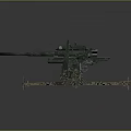 Military Artillery Weapon Featuring Green Rusted Surface And Heavy Duty Mount