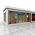 Modern Community Service Station Building Exterior With Glass Doors And Wooden Decorations