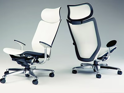 Modern Ergonomic Office Chair With Mesh Backrest White And Black Design Five-Wheel Base 3d model