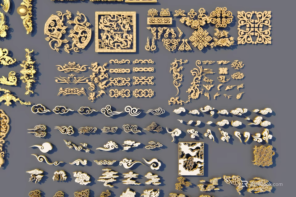 Ornate Swing Door Featuring Intricate Traditional Carved Patterns And Decorative Elements 3d model