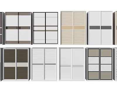 Stylish Wardrobe Sliding Door Designs with Various Panel Patterns and Colors 3d model