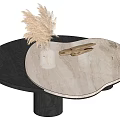 Modern Coffee Table With Double Top Marble And Dark Material Decorative Elements 3d model