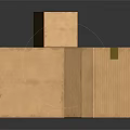 Three Open Brown Corrugated Cardboard Boxes With Green Tape And Icons