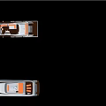 Two White Warships With Orange Accents Sailing On Black Background Creating Wake Trails
