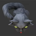 Black Cartoon Cat Statues With Yellow Eyes Red Noses And 3D Model Views