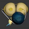 Game Movie Character 3D Model With Blue Hair Astronaut Helmet Yellow Bodysuit Blue Boots Backpack