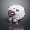Cute Fluffy Cartoon Sheep Toy With White Wool Brown Face And Pink Ears