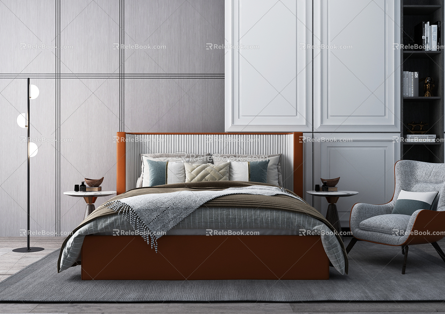 Modern Background Double Bed Double Bed 3d model