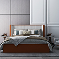 Modern Background Double Bed Double Bed 3d model