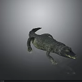 Realistic 3D Rendered Crocodile With Scaly Skin Lying On Dark Surface