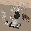 Elegant Decorative Ornament Set With Angel Statue Crystal Branch Vase Golden Horse And Candle Holders