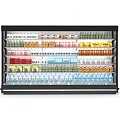 Glass Door Refrigerator Freezer Display Stocked With Various Beverages And Drinks