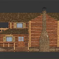 Traditional Log Cabin With Wooden Shingle Roof Stone Chimney And Front Porch Steps