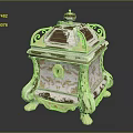 Ornate Vintage Style Decorative Box With Carved Patterns Lid And Decorative Feet