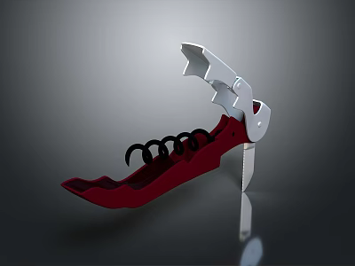 Stylish High Heel Shaped Wine Opener With Red And Silver Design 3d model