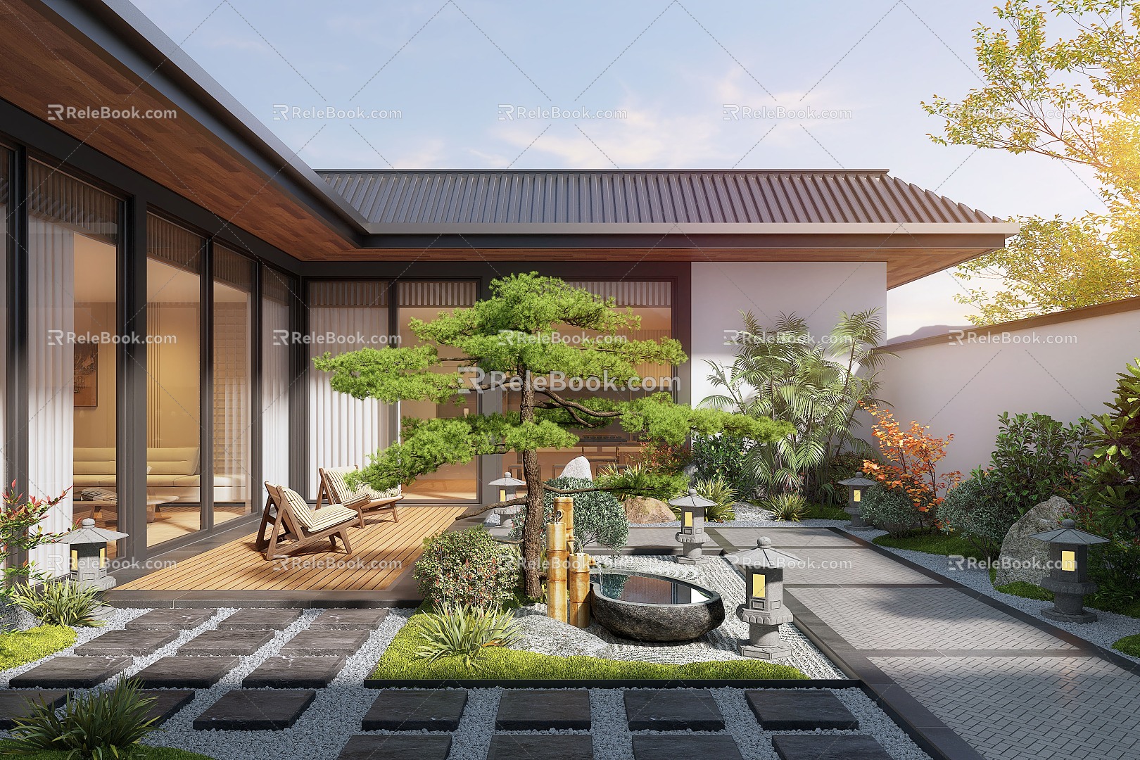 New Chinese Courtyard Landscape Landscape Plant Landscape Sits Courtyard Landscape Moss Landscape Dry Landscape 3d model