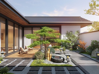 New Chinese Courtyard Landscape Plant Landscape Sits Courtyard Landscape Moss Landscape Dry Landscape 3d model