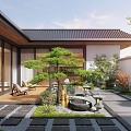 New Chinese Courtyard Landscape Landscape Plant Landscape Sits Courtyard Landscape Moss Landscape Dry Landscape 3d model