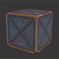 Blue Cube Storage Box with Orange Edges and Cross Pattern Design for Home Living