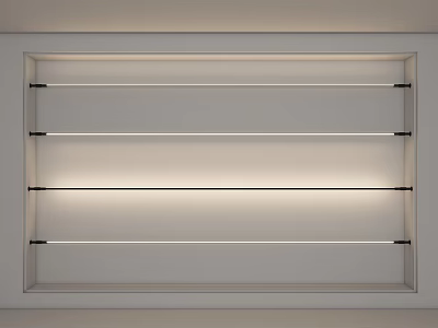 White Framed Embedded Lighting With Four Horizontal LED Strips Evenly Arranged 3d model