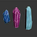 Colorful Polyhedral Crystal Structures With Blue Pink Light Blue Hues And Geometric Lines