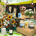 Adorable Teddy Bears Flowers And Wooden Crates Setup With Folding Chair By Cart