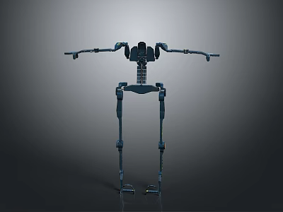 Game Movie Character Mechanical Skeleton With Long Limbs Metallic Texture Standing Posture Backpack Structure 3d model
