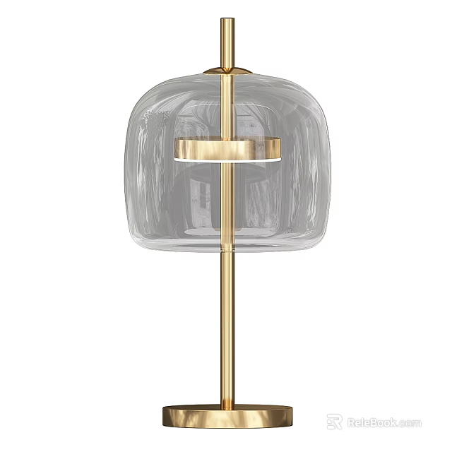 Modern Clear Glass Shade Table Lamp With Golden Stand For Home Decor 3d model 