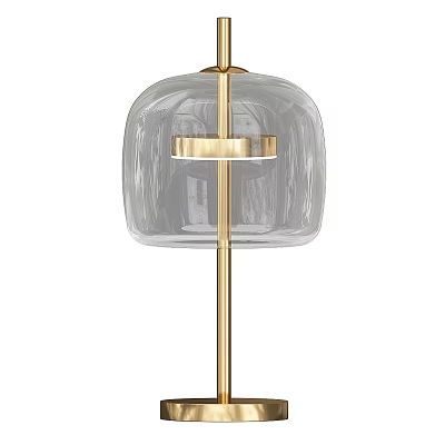 Modern Clear Glass Shade Table Lamp With Golden Stand For Home Decor 3d model