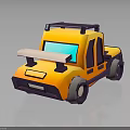 Yellow And Purple Cartoon Truck With Roof Rack And Blue Windshield