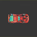 Red Low Poly Sports Car With Shiny Geometric Design And Blue Windows