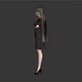 Game Movie Character 3D Model With Green Hair Red Shirt Black Coat And Arms Outstretched