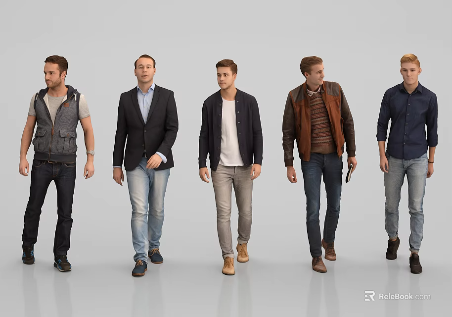 Multi Men Modeling Different Stylish Outfits In Casual And Formal Wear 3d model 