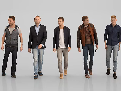 Multi Men Modeling Different Stylish Outfits In Casual And Formal Wear 3d model