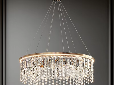 Crystal Chandelier with Round Frame and Hanging Crystals for Elegant Interior Decor 3d model