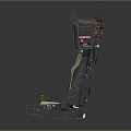 Ergonomic Office Chair With Black Frame Beige Fabric Straps And Yellow Accents