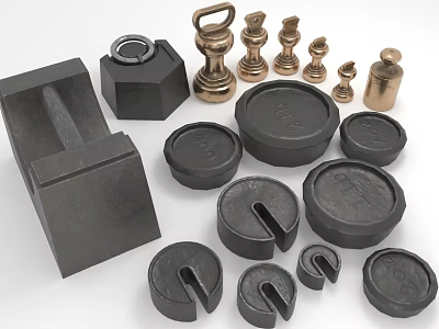 Assorted Black And Brass Industrial Metal Parts With Various Shapes Sizes 3d model