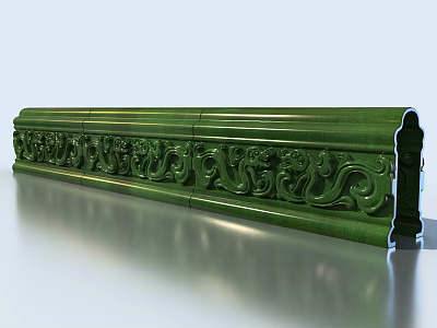 Green Decorative Architectural Component With Intricate Ornamental Carvings And Polished Finish 3d model