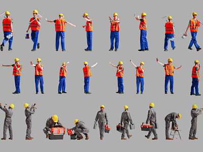 Multi-worker business person 3d model