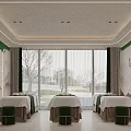 Elegant New Chinese Style Beauty Salon Treatment Room With Soft Lighting And Comfortable Massage Beds