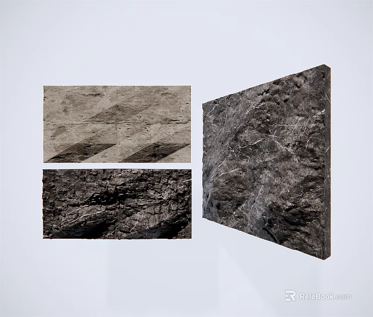 Building Exterior Wall Design With Textured Stone Like Surfaces And Patterns 3d model 