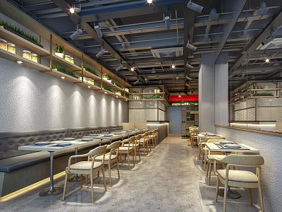 Industrial LOFT Restaurant Sushi Restaurant 3d model