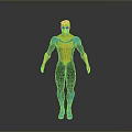 3D Superhero Character Model With Blue Yellow Black Costume And Helmet Boots