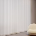 Elegant Modern Interior With White Vertical Blinds Cream Round Chair And Floor Lamp