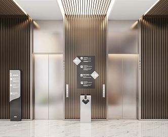 modern elevator hall elevator 3d model