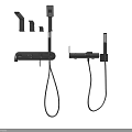 Modern Black Wall Mounted Faucet With Handheld Shower And Control Handle 3d model