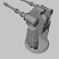 Twin Barrel Weapon Design Featuring Mechanical Mount And Rustic Base Structure 3d model
