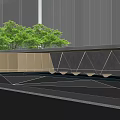 Modern Main Entrance Gate Design With Geometric Lighting Projection Black Wall And Decorative Lattice