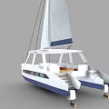 Modern Catamaran Yacht With White Hull Sails And Spacious Deck 3d model
