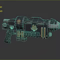 Futuristic Heavy Weapon Design With Black Body Gold Accents Skull Emblem And Eagle Insignia